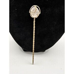 1970 Silver Rose Quartz Cocktail Skewer Heart Chakra 3.75 inches Barware